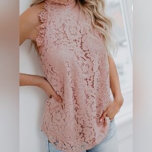 BNWT Olivia Grey Lace Halter in Soft Pink small $88 boho y2k romantic